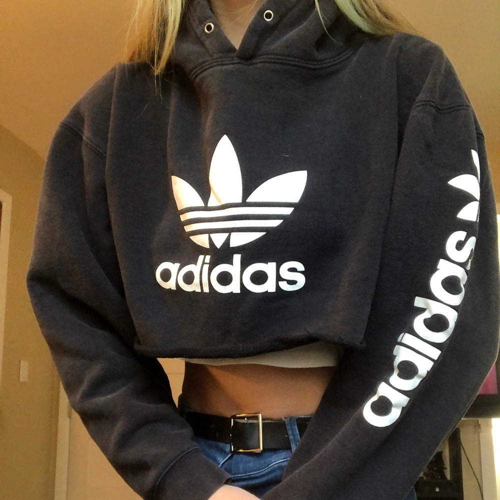 Adidas B&W Cropped Hoodie